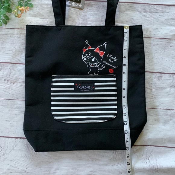 Sanrio Kuromi black tote bag with an ID case - Picture 5 of 10